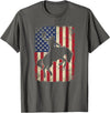 Cool Horse Riding 4th of July Clothes Rodeo Cowboy Western Country Bucking Horse USA Flag T-Shirt - Asphalt Grey