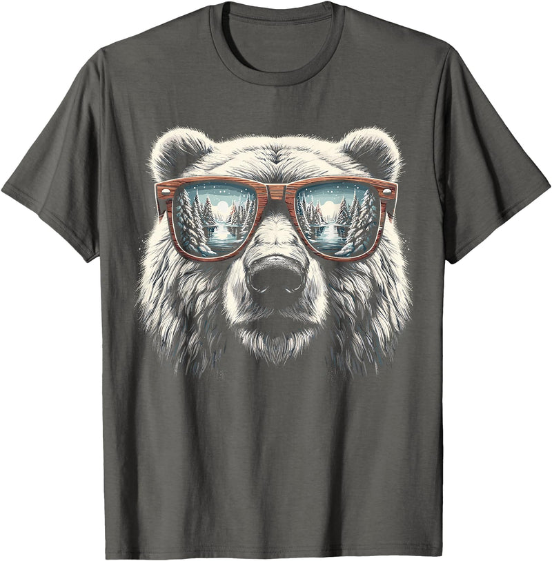 Funny Polar Bear Lover Polar Bear with Sunglasses T-Shirt - Asphalt Grey