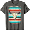 Funny Serape Cow BOHO designs Funny Serape Cow BOHO print Flower Rustic Turquoise T-Shirt - Asphalt Grey