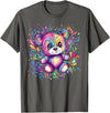 Vibrant Colorful Teddy Bear Illustration Rainbow Splash Teddy Bear T-Shirt - Asphalt Grey