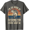 Funny Fisherman Fish Saying Mens Fishing Funny Fisherman Bass Fishing Jokes Fish T-Shirt - Asphalt Grey