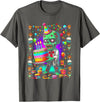 Zombie Holding Birthday Cake Halloween Birthday Horror Party T-Shirt - Asphalt Grey