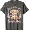 Funny Highland Cow And Summer Ice Cream Tee Life is Better with Sprinkles Highland Cow Ice Cream Summer T-Shirt - Asphalt