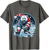 Hockey Player Love Polar Bear Hockey Bear on Ice: A Funny Polar Bear Playing Hockey T-Shirt - Asphalt Grey