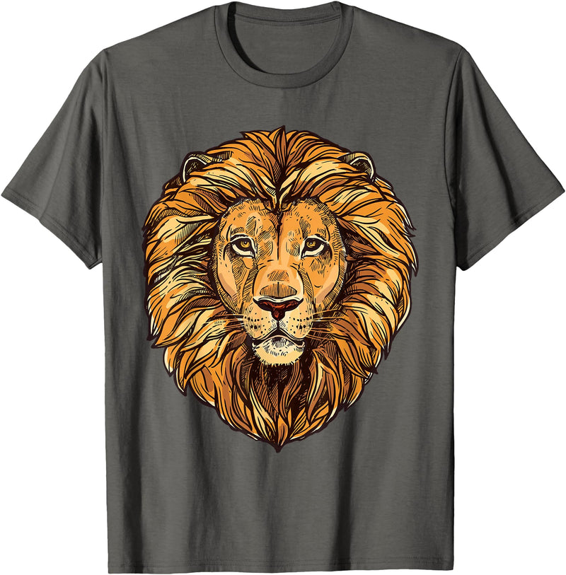 ROSS BOSS Majestic Lion Mane Detail Art T-Shirt - Asphalt Grey