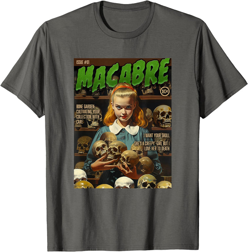 Last Gasp Graphics Skull Collector 1950s Horror Comic Cover T-Shirt - Asphalt Grey