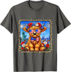 4th of July Apparel 4th of July Cow Patriotic Heart Glasses USA Floral Leopard T-Shirt - Asphalt Grey