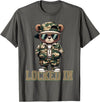 Boys & Mens Camouflage Teddy Bear Streetwear Gear Camo Hip Hop Teddy Bear Locked In Saying Hustle Money Grind T-Shirt - Asphalt Grey