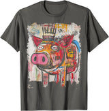 BADMENS&SIRENS Pig 90s Graffiti T-Shirt - Asphalt Grey