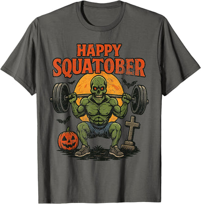 Halloween Monster Spooky Gym and Fitness Leg Day Happy Squatober Leg Day Challenge Vintage Halloween Zombie T-Shirt