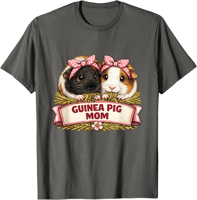 Cute Guinea Pig Mom Cavy Lover Apparel Co Guinea Pig Mom T-Shirt - Asphalt Grey