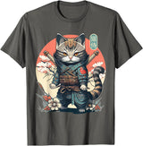 NINJA KITTEN WARRIORS Japanese Samurai Cat Tattoo, Kawaii Ninja Cat Women, Girls T-Shirt