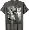 Funny Llama Stuff Accessories & Gifts Cool Llama Selfie At The Beach, Cute Llamas Alpaca T-Shirt - Asphalt Grey