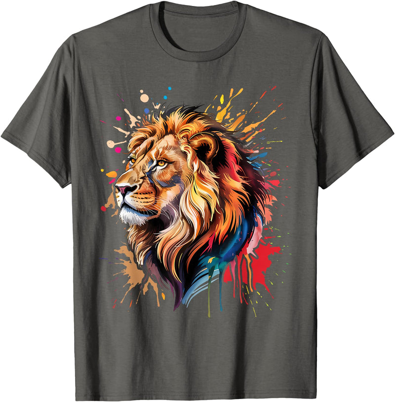 Lion Animal Lover Gift Co. Lion Animal King Nature Graphic Tees Women Men Kids Trendy T-Shirt - Asphalt Grey
