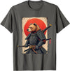Japanese Samurai Bear Woodblock Art Samurai Brown Bear Ukiyo-e Ink Warrior Art Japanese Bear Art T-Shirt - Asphalt Grey