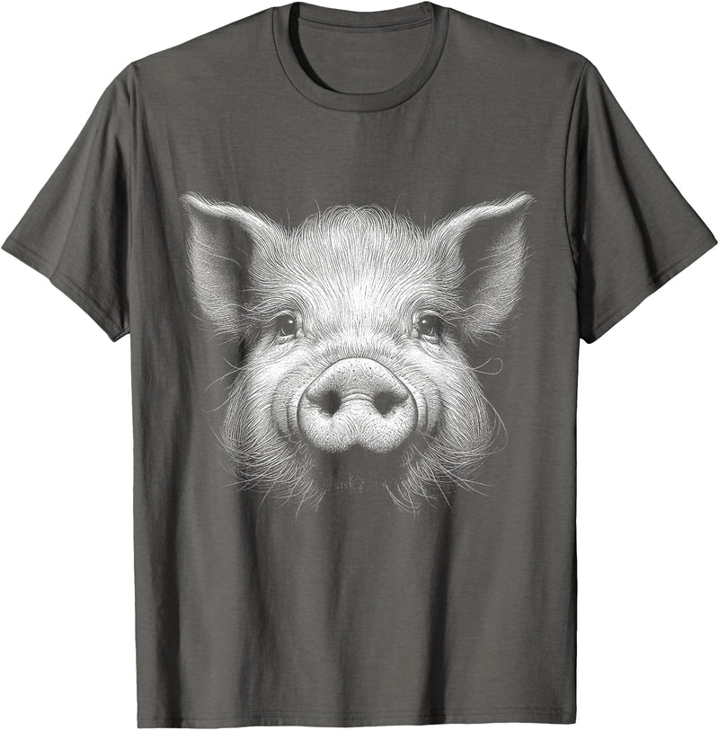 Animal Lovers Funny Quotes And Designs Pig Face Lover Art Design For Men And Women T-Shirt - Asphalt Grey