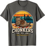 Chonkers The Sea Lion San Francisco Funny Seal Tee Chonkers The Sea Lion San Francisco Funny Seal T-Shirt - Asphalt Grey