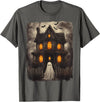 Vintage Haunted House Ghost Halloween Costumes Vintage Ghost Haunted House Scary Halloween Costume Spooky T-Shirt - Asphalt