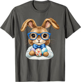 Vintage Easter Rabbit Cute Bunny with Bow Tie Boy Kid T-Shirt in Asphalt Grey