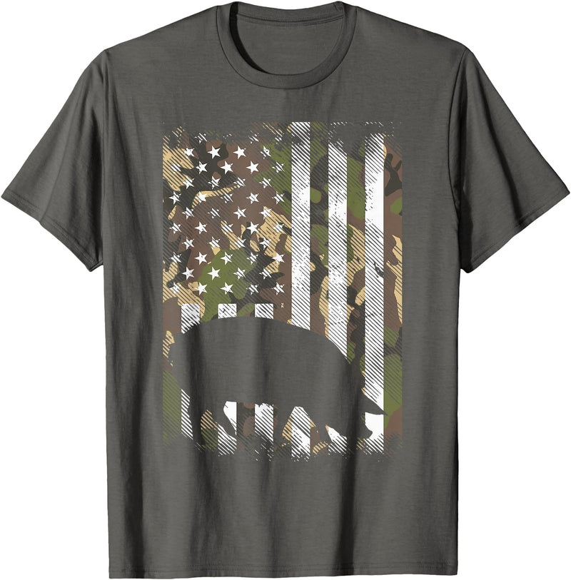 BoredKoalas Farming Farm Shirts Farmer Gifts Camo US Flag Pig Vintage Farm Animal Patriotic Farmer Gift T-Shirt - Asphalt Grey