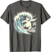 Smooth HQ Polar Bear Riding Surfing Ocean Wave T-Shirt - Asphalt Grey