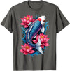 Funny Koi Fish Lover Koi Fish Lotus Flower Japanese Art T-Shirt - Asphalt Grey