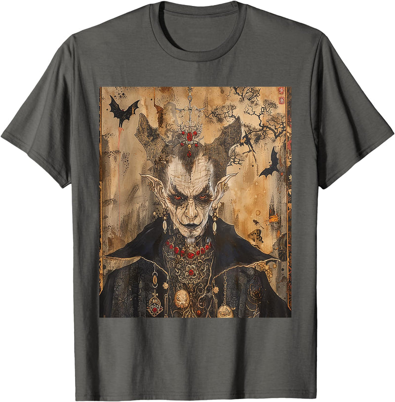 Medieval Japan Anime Dracula Vampire Night Gifts Scary Japanese Dracula Vampire Dynasty Adult Halloween Art T-Shirt -