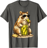 Pickle Munching Guinea Pig Designs Funny Guinea Pig Pickle Lover T-Shirt - Asphalt Grey