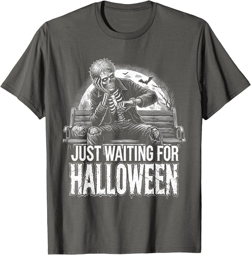 Funny Halloween Summer T-Shirt Summerween Just Waiting For Halloween Halloween Summer T-Shirt - Asphalt Grey
