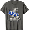Unknow Carmela Polar Bear Holding Alaska Sign Vintage Alaska Lover T-Shirt - Asphalt Grey