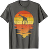 TrendyPull Silhouette Retro Vintage Style Gifts Giraffe Shirt Retro Sunset 70s Vintage Giraffe T-Shirt - Asphalt Grey