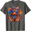 Cute Highland Cow 4th of July USA Flag Patriotic Cow Farmer T-Shirt - Asphalt Grey