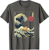 AxisNagawa Guinea Pig Kanagawa Wave Funny Surf Animal T-Shirt - Asphalt Grey