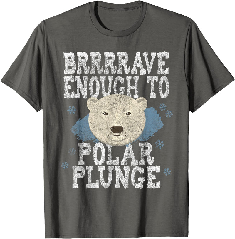 Take The Plunge Designs Funny Polar Bear Plunge Joke - Brrrr Cold Water Event T-Shirt - Asphalt Grey