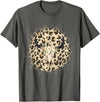 Funny Leopard Cow Skull designs Funny Leopard Cow Skull print Flower Rustic Turquoise T-Shirt - Asphalt Grey