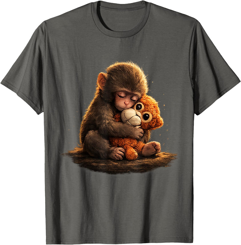 CONLEE Cute Baby Monkey Punch Viral Zoo Japan Design T-Shirt - Asphalt Grey