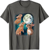 Three Rabbits Howling at the Moon Funny Galaxy Parody T-Shirt in Asphalt Grey