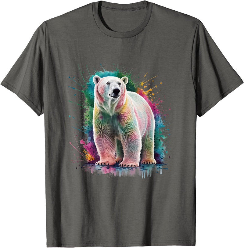 Colorful Watercolor Animal Designs Polar Bear Men Woman Colorful Watercolor Polar Bear T-Shirt - Asphalt Grey