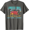 Funny Camping Lovers Gift Tee Hey Look A Menu Funny Bear Camping Retro Vintage Camper Car T-Shirt - Asphalt Grey
