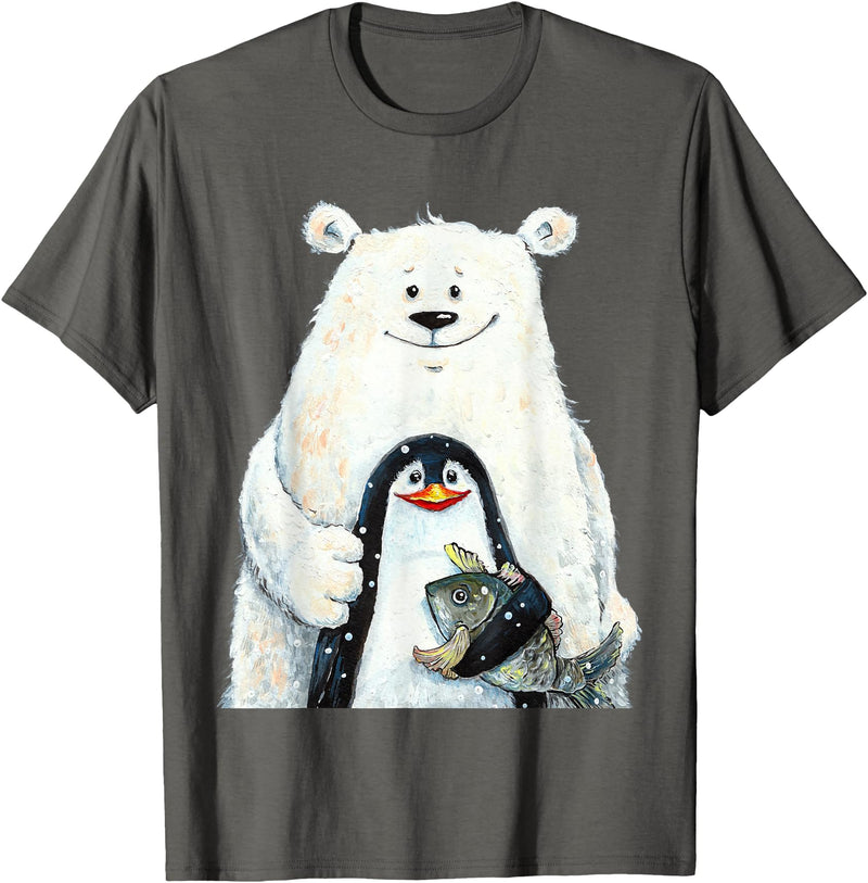 click here for better animal tees cute Polar bear and penguin bird fish lovers animal friends T-Shirt - Asphalt Grey