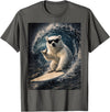 White Bear Surfing Waves Funny Animal Apparel Funny Polar Bear Surfer Catching Waves | Shaka Funny Animal T-Shirt - Asphalt Grey