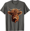 Cute Scottish Highlander Cattle Designs Scottish Highland Cow Messy Bun Scottish Highlander Cow T-Shirt - Asphalt Grey