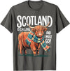 Funny Scottish Highland Cow Scotland is Calling and I Must go Scottish Highland Cow T-Shirt - Asphalt Grey