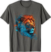 Teexpression Roaring Colors - Lion Graphic Design with a Vibrant Twist T-Shirt Small - Asphalt Grey
