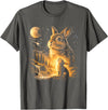 Bunny Howling to the Moon Vintage 90s Animal Easter Day T-Shirt in Asphalt Grey