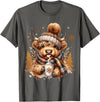 Highland Cow Land of NYC Cute Highland Cow Christmas Trees Winter Hot Cocoa Chocolate T-Shirt - Asphalt Grey
