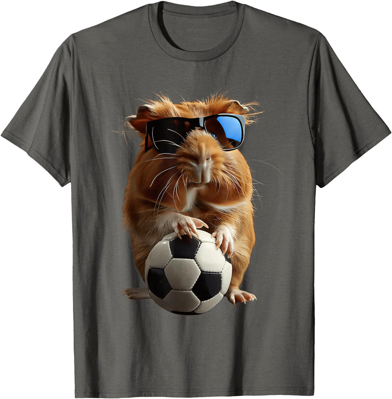 Animal Soccer Design Guinea Pig Soccer T-Shirt - Asphalt Grey