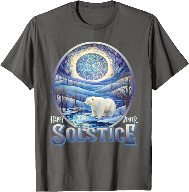 Winter Solstice Gifts by PLOLDS Happy Winter Solstice Yule Polar Bear T-Shirt - Asphalt Grey