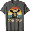 Cow Dad Vintage Retro Fathers Day Funny Gift Vintage Cow Dad Cow Lovers Daddy Father's Day T-Shirt - Asphalt Grey
