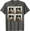 Retro Guinea Pig Portrait with Sunglasses Funny Guinea Pig Lover Cute Guinea Pig Photo Booth T-Shirt - Asphalt Grey